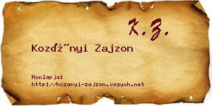 Kozányi Zajzon névjegykártya